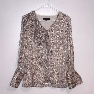 Banana Republic Cream Leaf Print Blouse - Size S